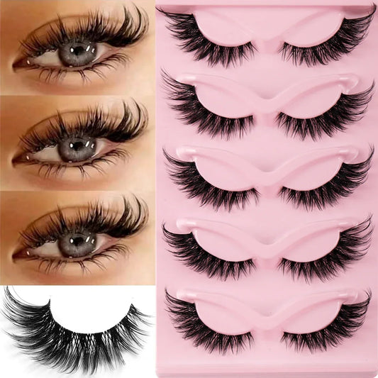 Natural Long Cat Eye Fake Eyelashes Winged Strip Lashes