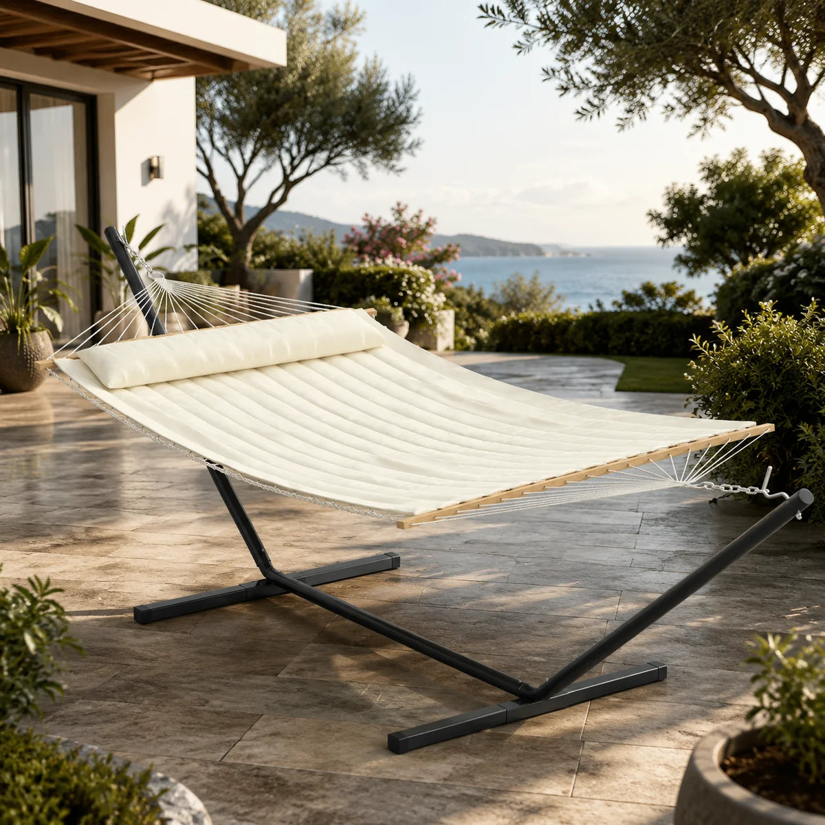 Outdoor Hammock With Stand Heavy Duty Portable Patio Relaxation Set