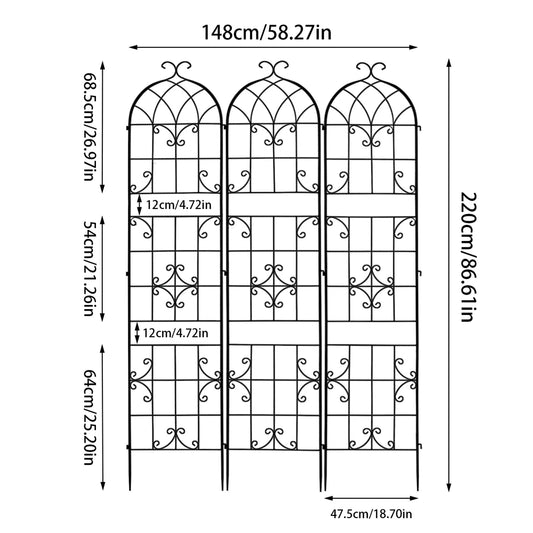Tall Metal Garden Trellis For Outdoor Climbing Plants And Vines