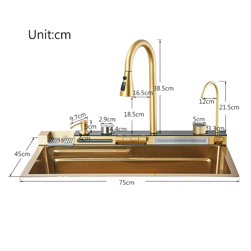 Stainless Steel Integrated Single Bowl Kitchen Sink With Smart Faucet