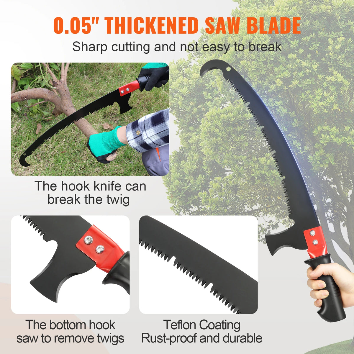 SucceBuy Manual Telescopic Pole Saw With Steel Blade For Trees