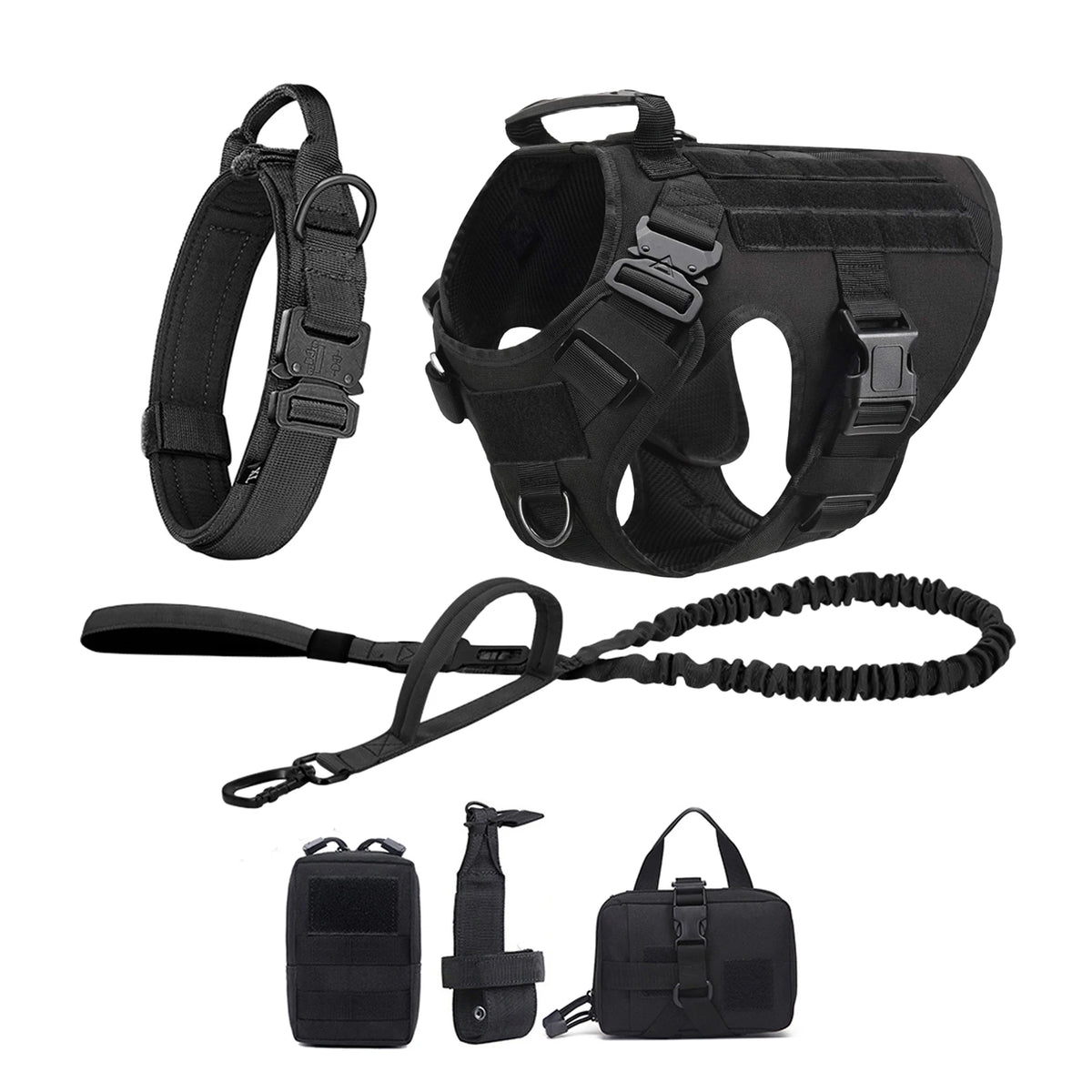 Petravel Tactical Dog Harness With Molle Pouch And Buckle