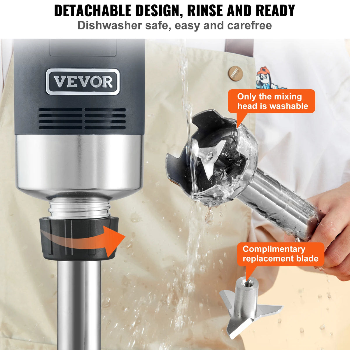 Vevor Heavy Duty Commercial Immersion Blender With Metal Shaft