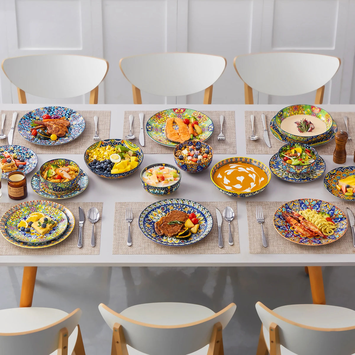 Malacasa Bohemian Porcelain Dinnerware Set With Bowls And Plates