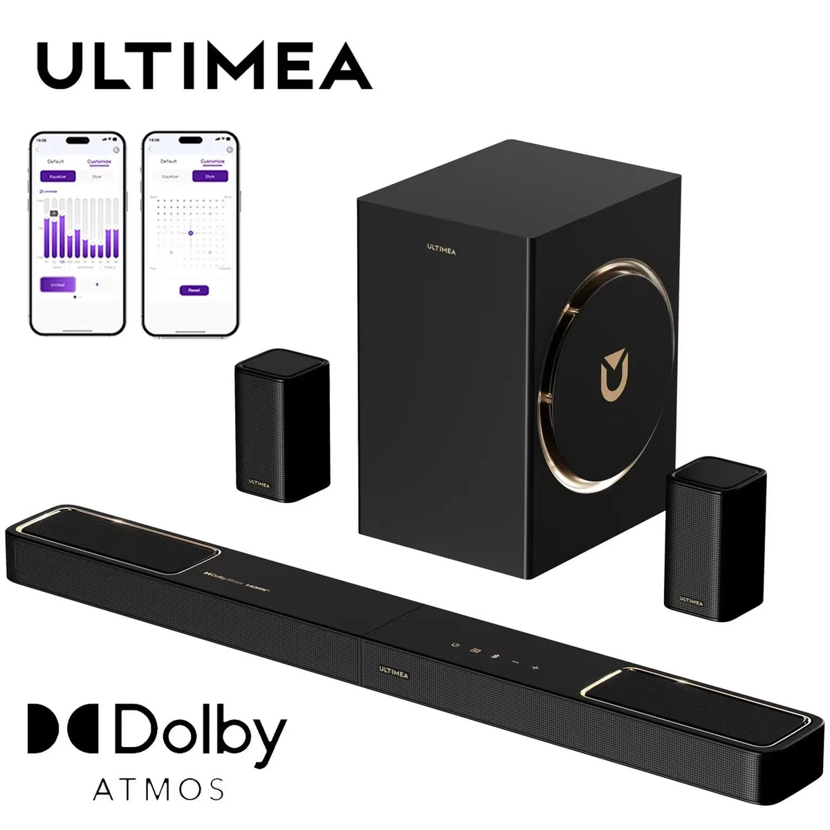 Ultimea 5.1.2 Channel Soundbar With Dolby Atmos And Surround Speakers