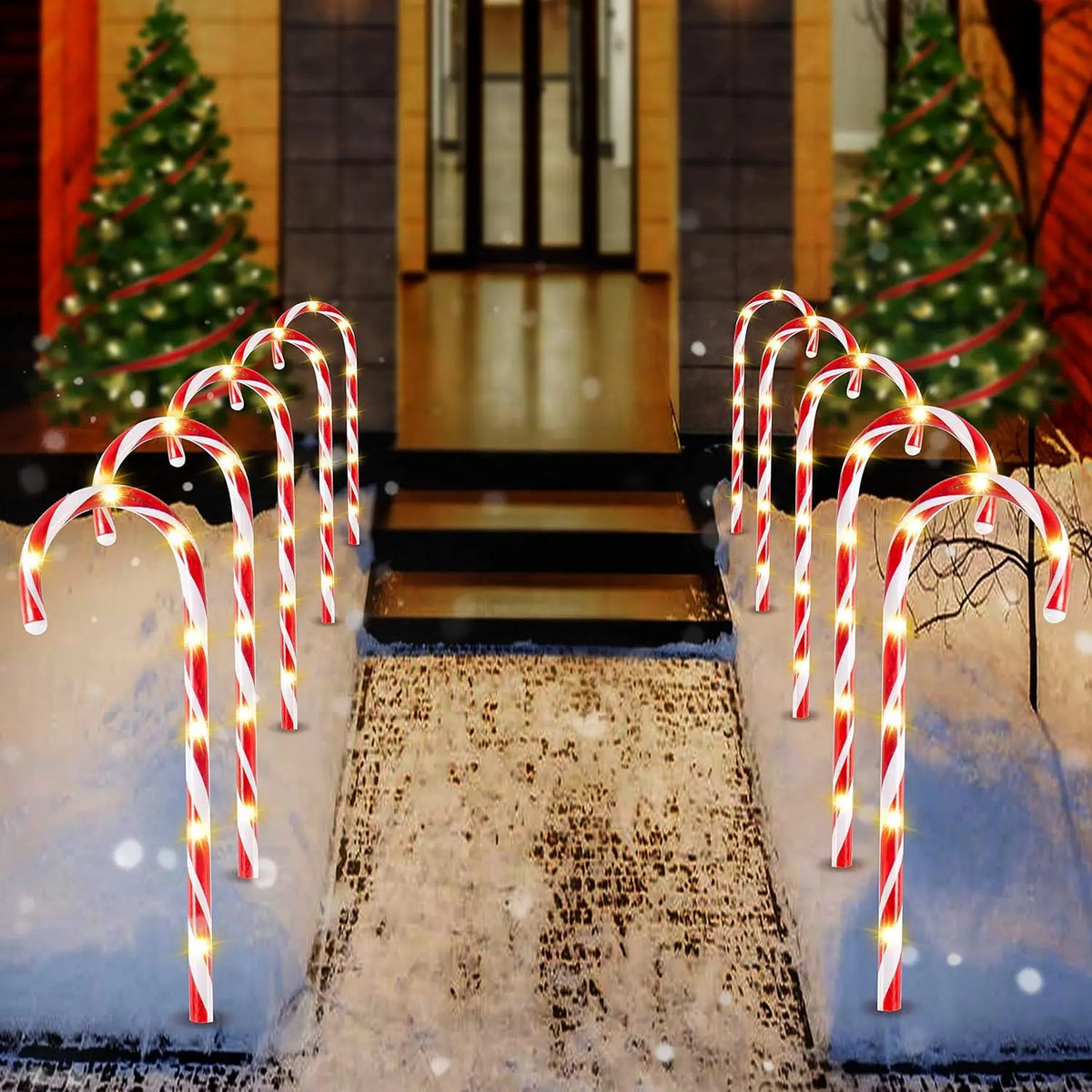 Joyfy Christmas Candy Cane Outdoor Pathway Marker Lights