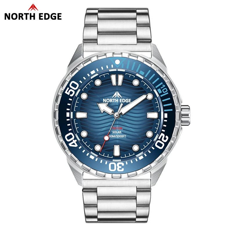 NORTH EDGE Triton Solar Powered Dive Watch Waterproof Digital