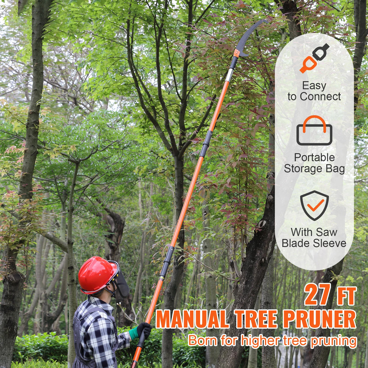 SucceBuy Manual Telescopic Pole Saw With Steel Blade For Trees