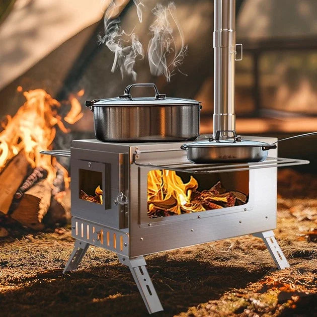 Outdoor Wood Burning Stove With Stainless Steel Chimney Pipe Set
