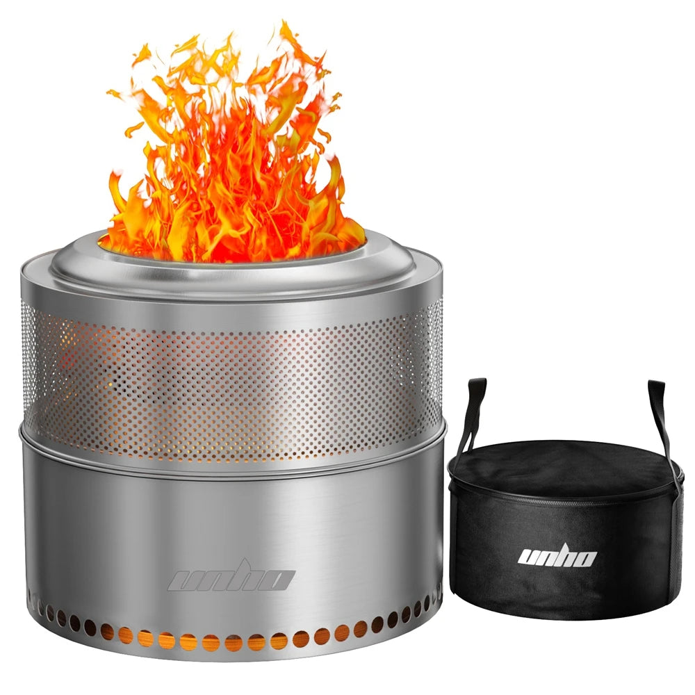 Unho Portable Smokeless Stainless Steel Outdoor Fire Pit