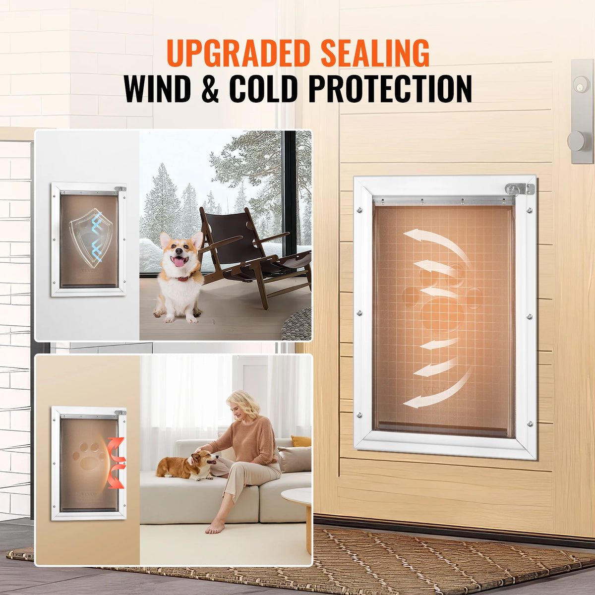 Adjustable Aluminum Pet Door With Lock And Weatherproof Flap