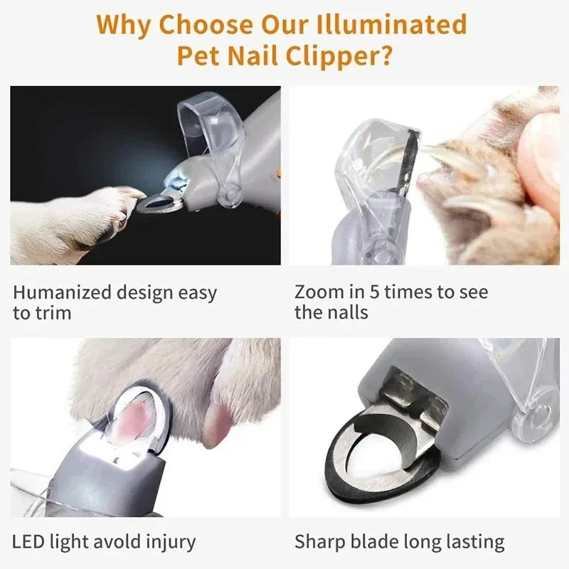 Portable LED Pet Nail Clippers For Dog And Cat Grooming
