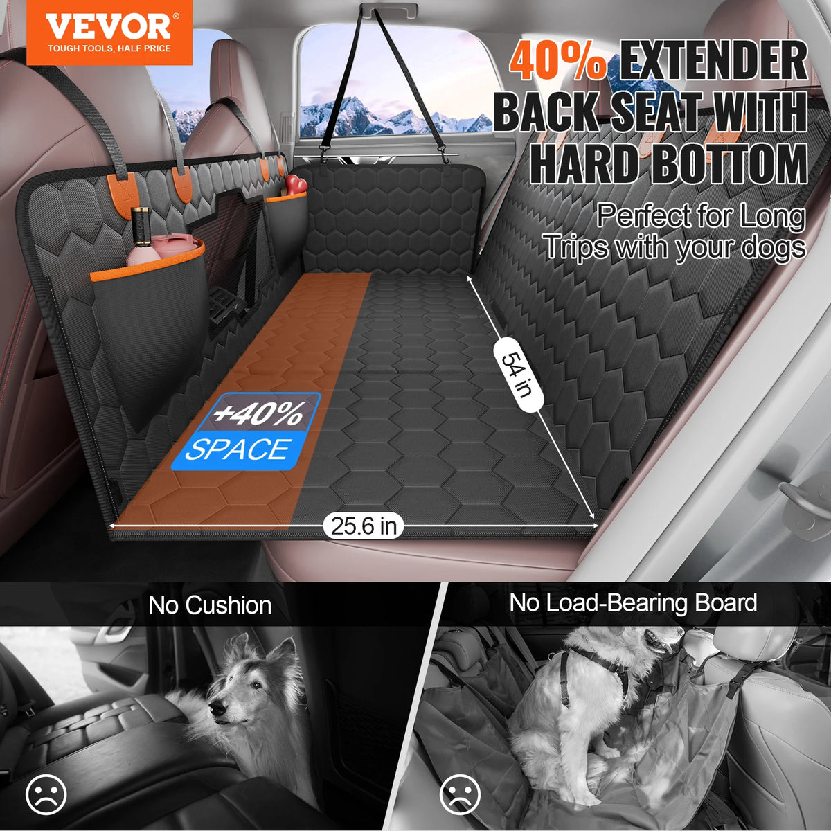SucceBuy Back Seat Extender Car Seat Cover With Storage Pockets