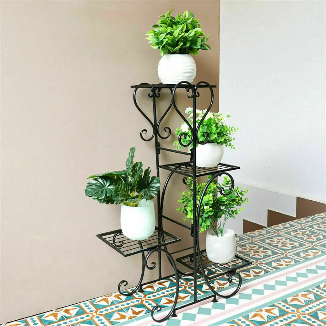 4 Tier Metal Plant Stand For Indoor Outdoor Garden Patio Display