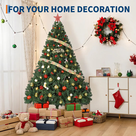 HiMiss Hinged Artificial Christmas Tree With Led Lights