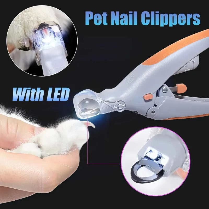 Portable LED Pet Nail Clippers For Dog And Cat Grooming