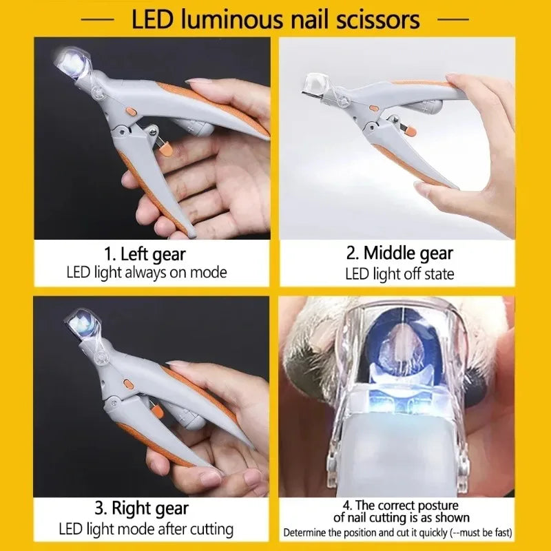 Portable LED Pet Nail Clippers For Dog And Cat Grooming