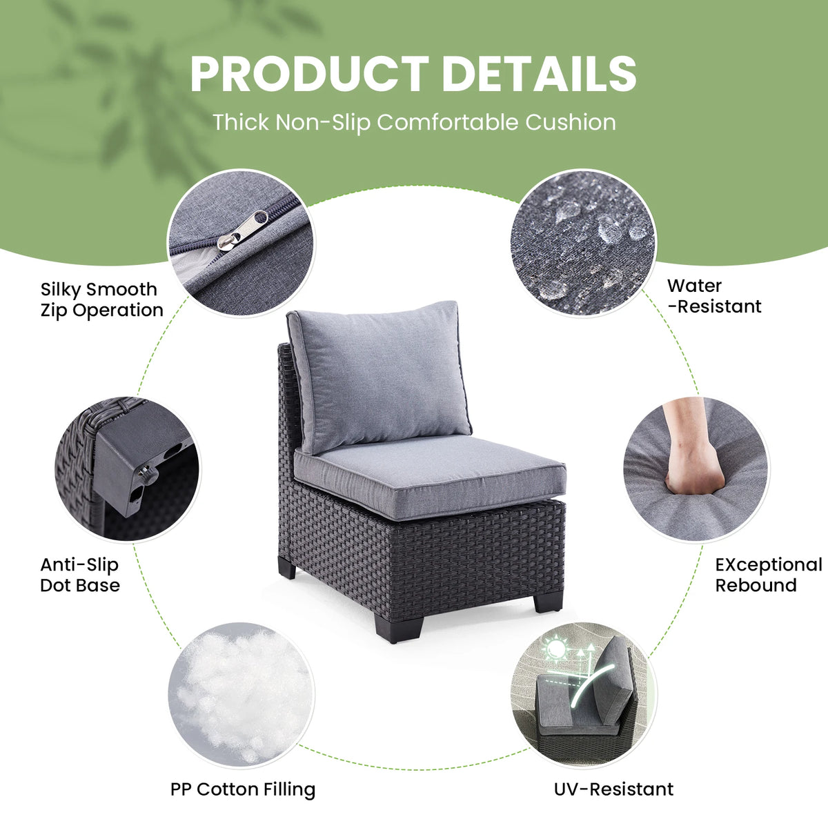 Farini Outdoor Patio Sectional Sofa Set With Ottoman Frame