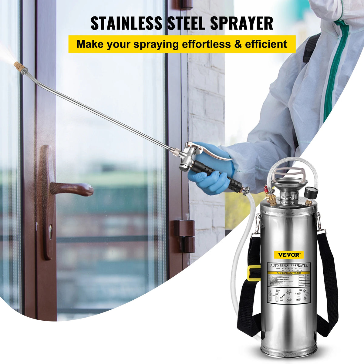 SucceBuy Stainless Steel Manual Hand Pump Garden Sprayer