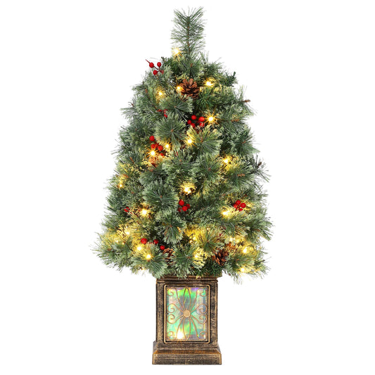 Prelit Artificial Christmas Pine Tree With LED Lights
