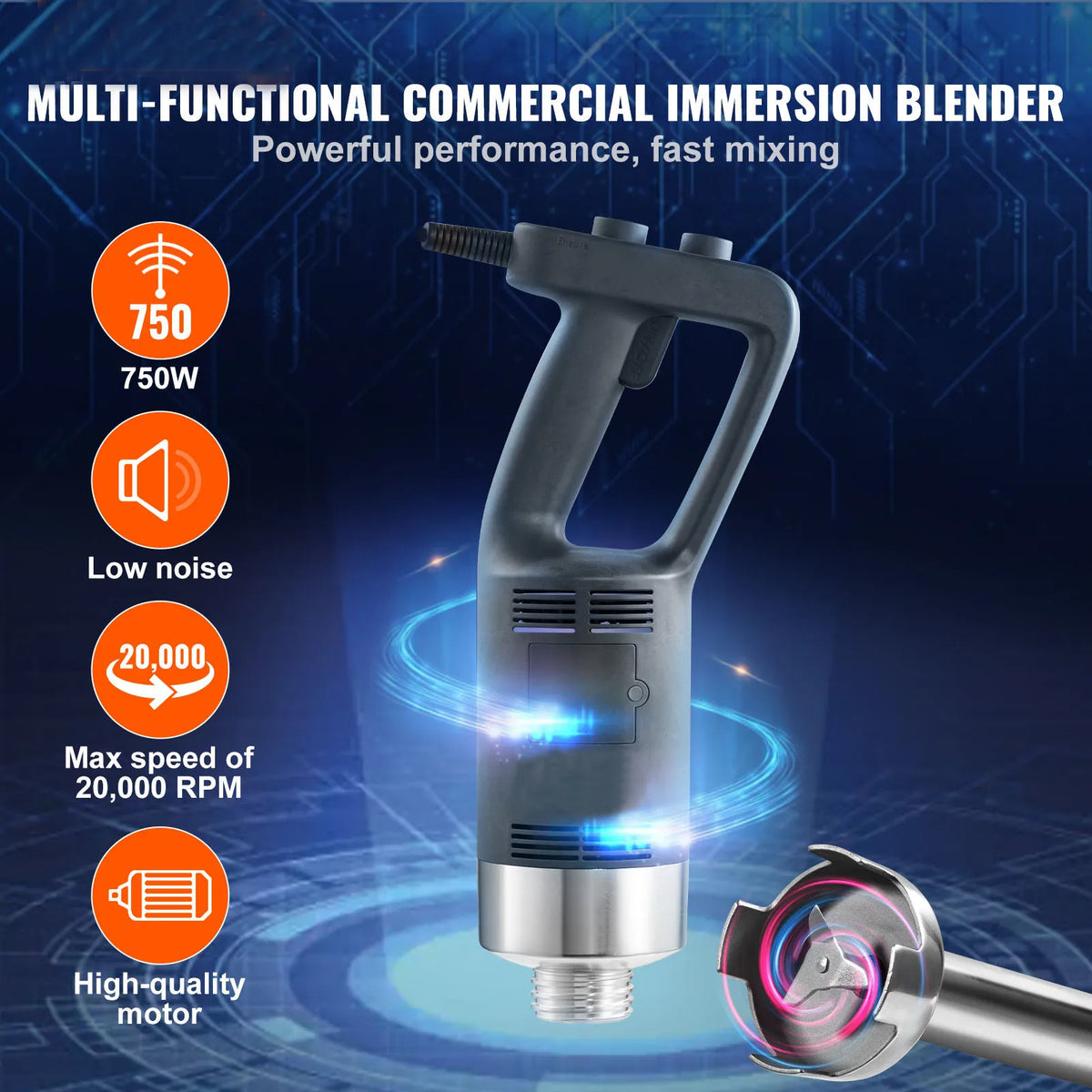 Vevor Heavy Duty Commercial Immersion Blender With Metal Shaft