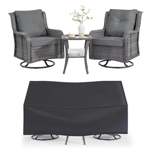 Modern Outdoor Patio Furniture Swivel Rocking Chairs With Side Table