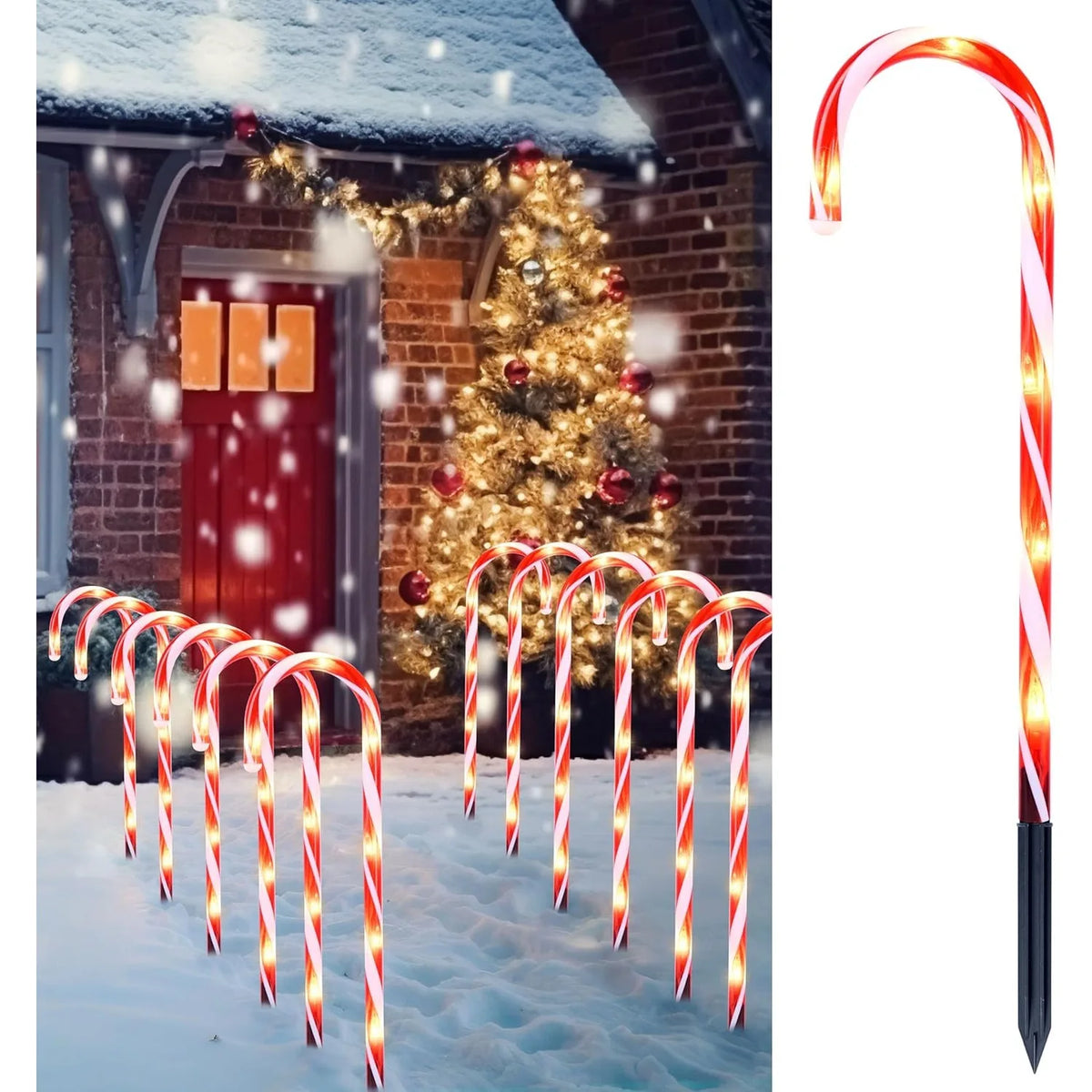 Joyfy Christmas Candy Cane Pathway Marker Outdoor Lights