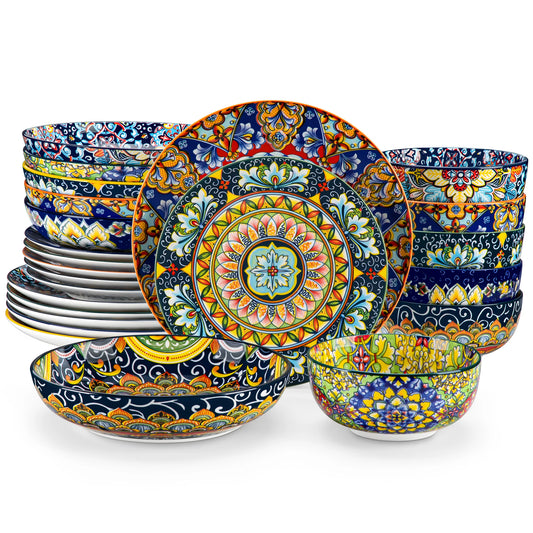 Malacasa Bohemian Porcelain Dinnerware Set With Bowls And Plates