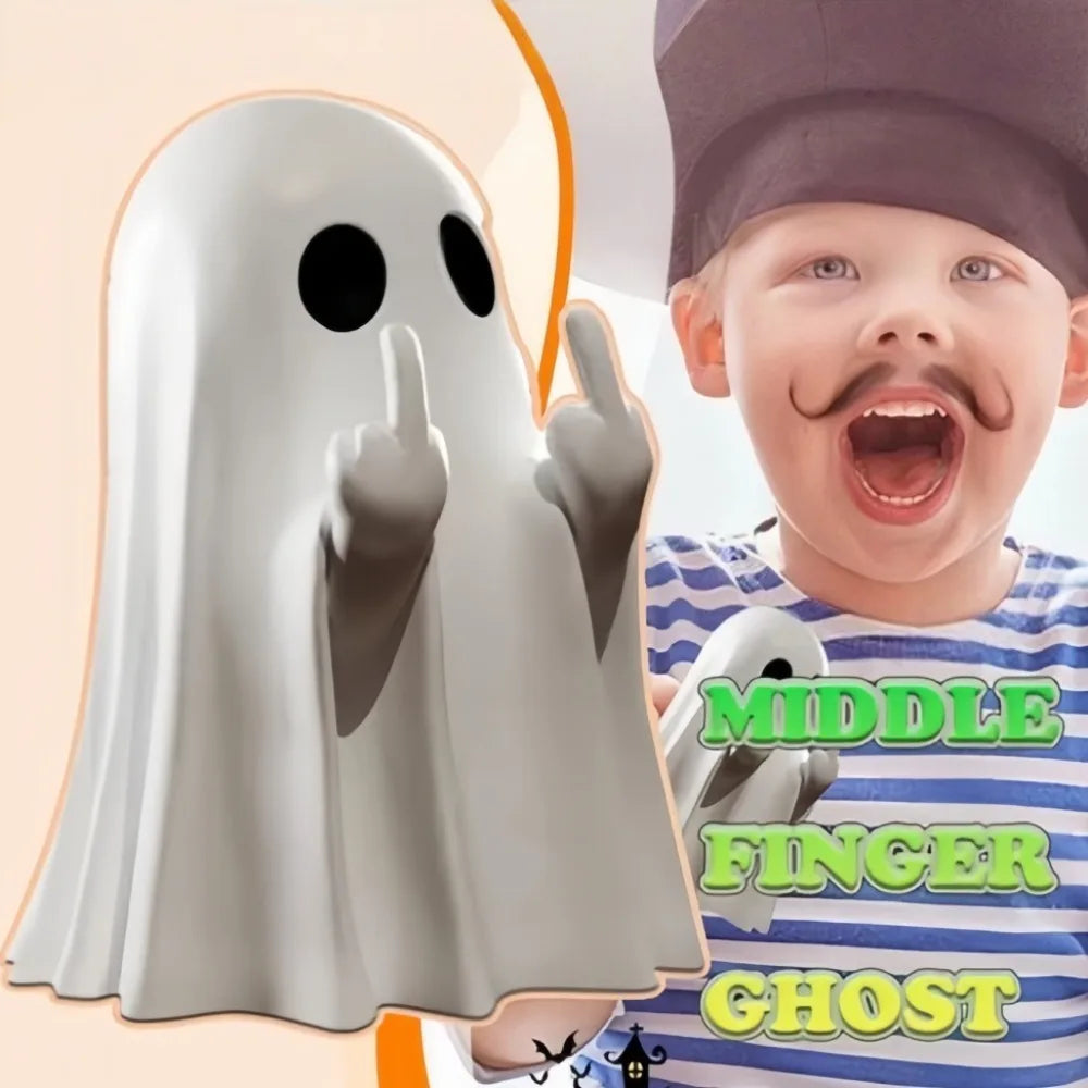 Resin Ghost Statue With Middle Finger Spooky Halloween Decor