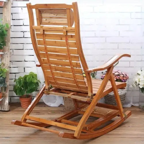 Bamboo Folding Rocking Chair For Indoor Outdoor Use