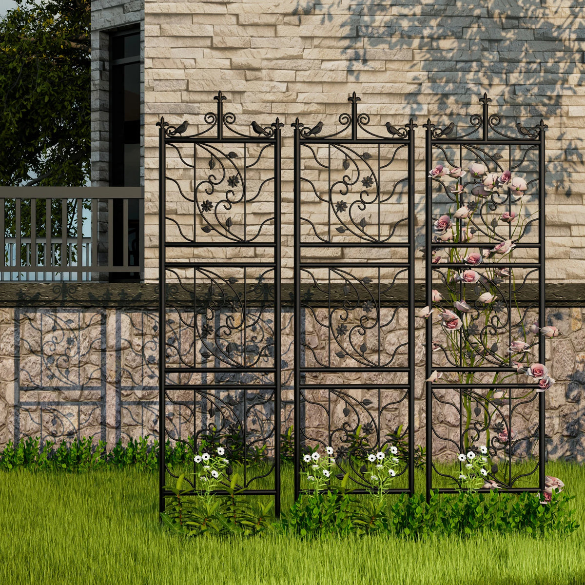 Decorative Outdoor Metal Garden Trellis Lattice Panel For Climbing Plants
