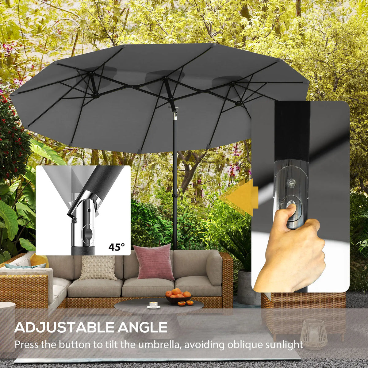 Outsunny Double Sided Patio Umbrella With Tilt And Crank