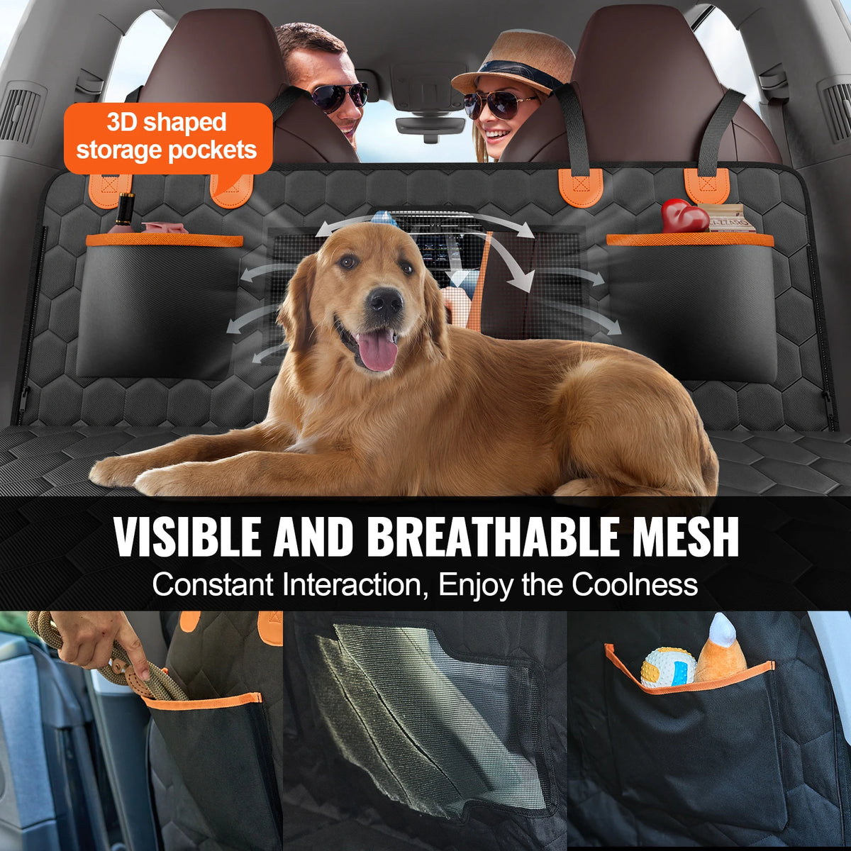 SucceBuy Back Seat Extender Car Seat Cover With Storage Pockets