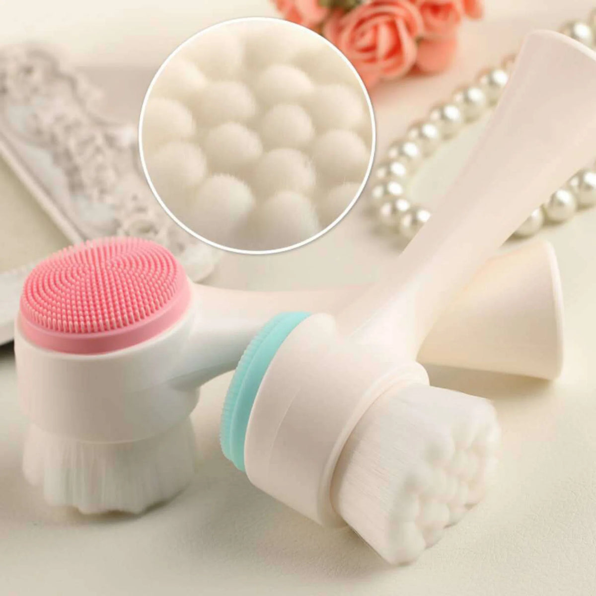 Silicone Double Sided Facial Cleansing Brush For Deep Pore Cleaning