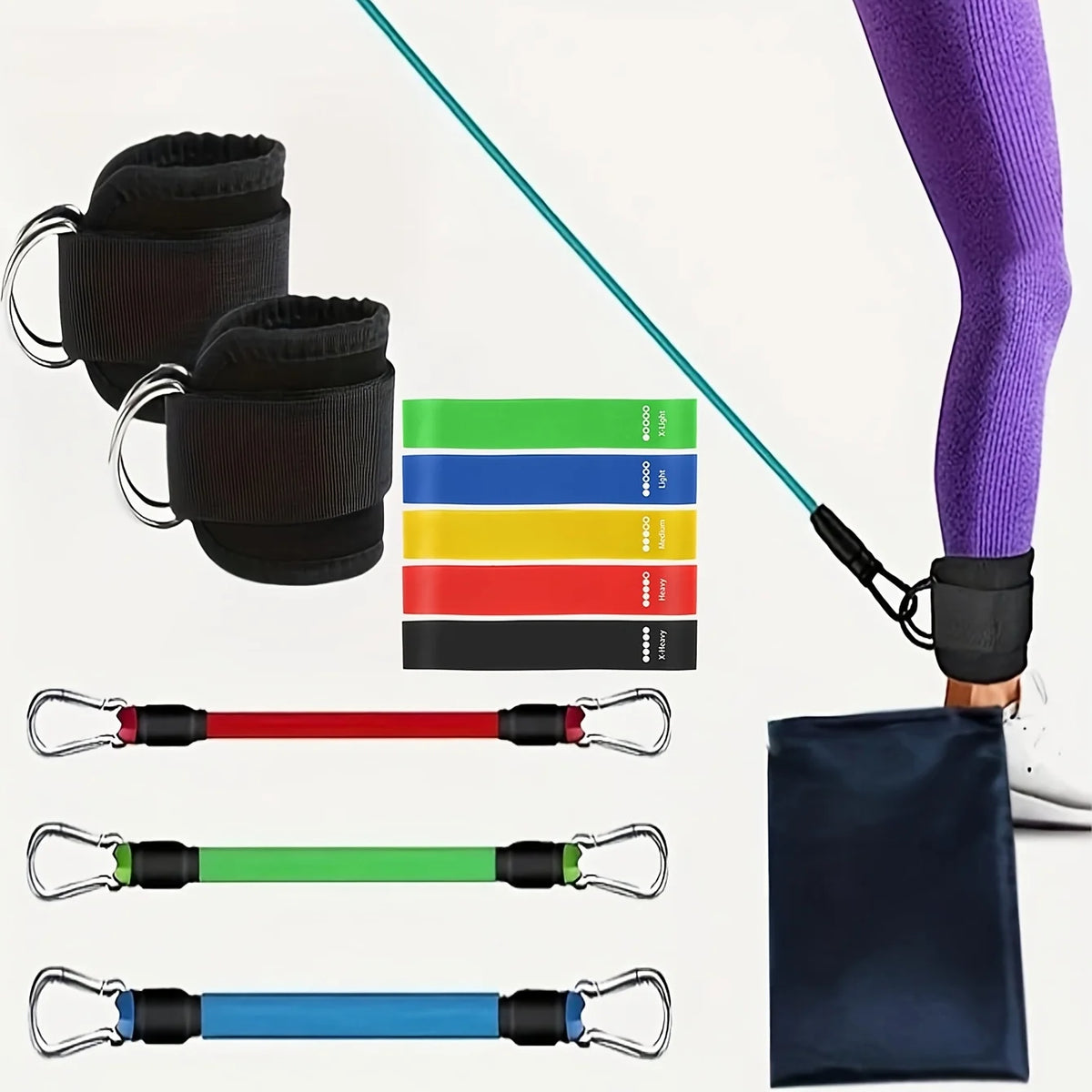 Adjustable Resistance Bands Kit For Home Leg And Hip Toning