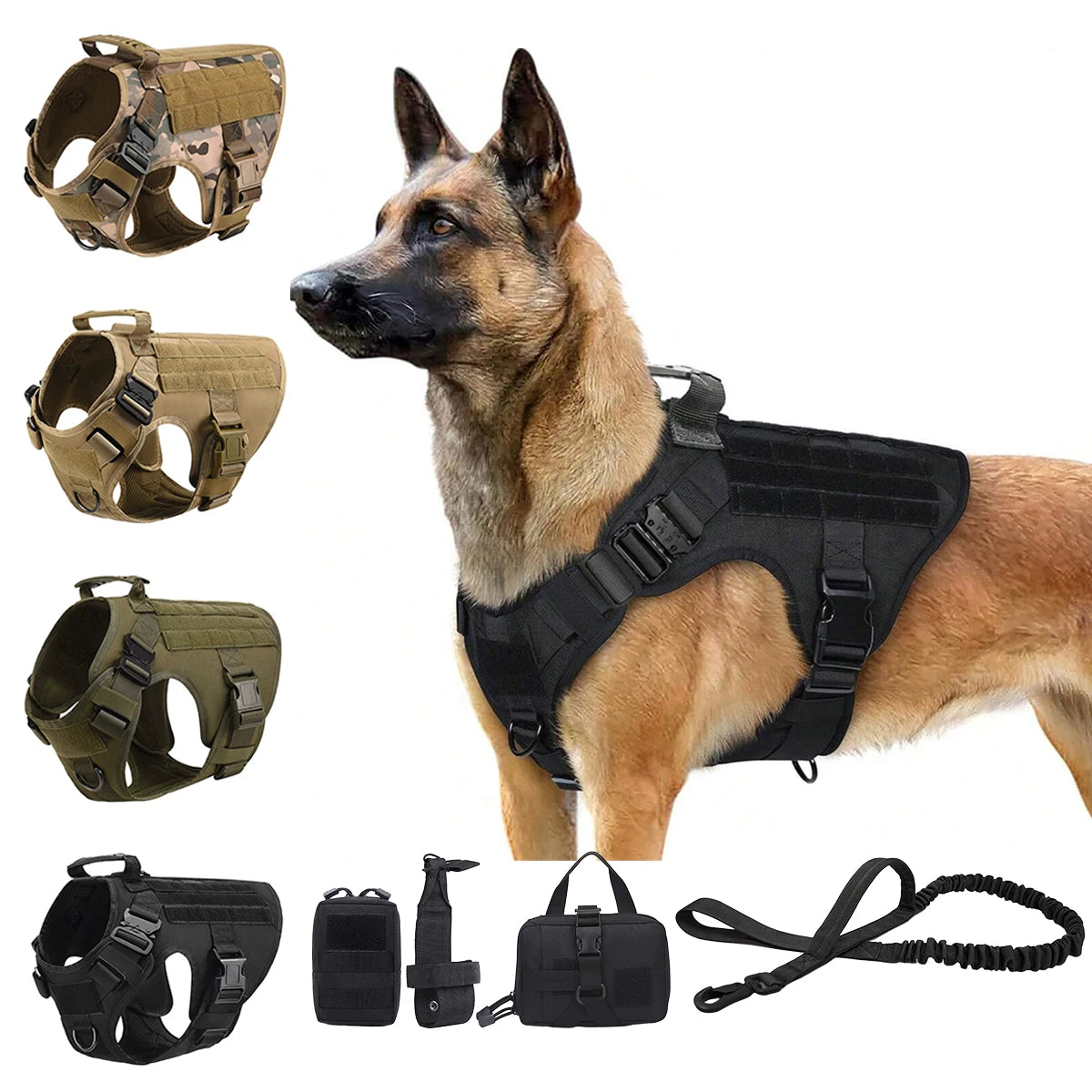 Petravel Tactical Dog Harness With Molle Pouch And Buckle