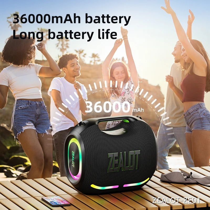 Zealot 120W Portable Bluetooth Speaker TWS Subwoofer Waterproof HiFi