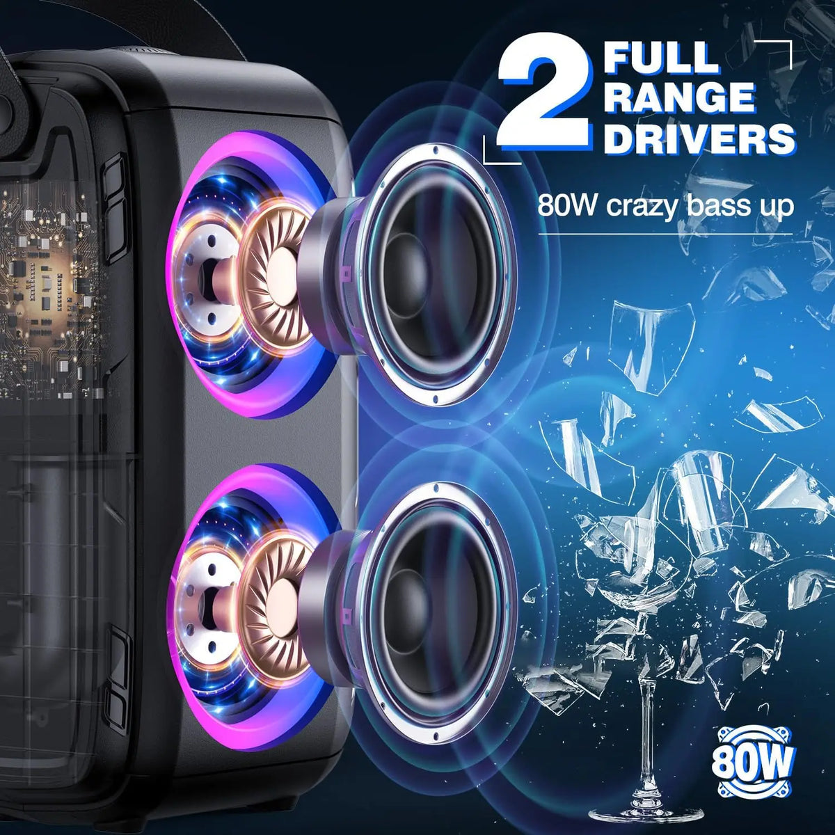 W-King T9-2 Portable Bluetooth Party Speaker With Powerful Stereo Bass