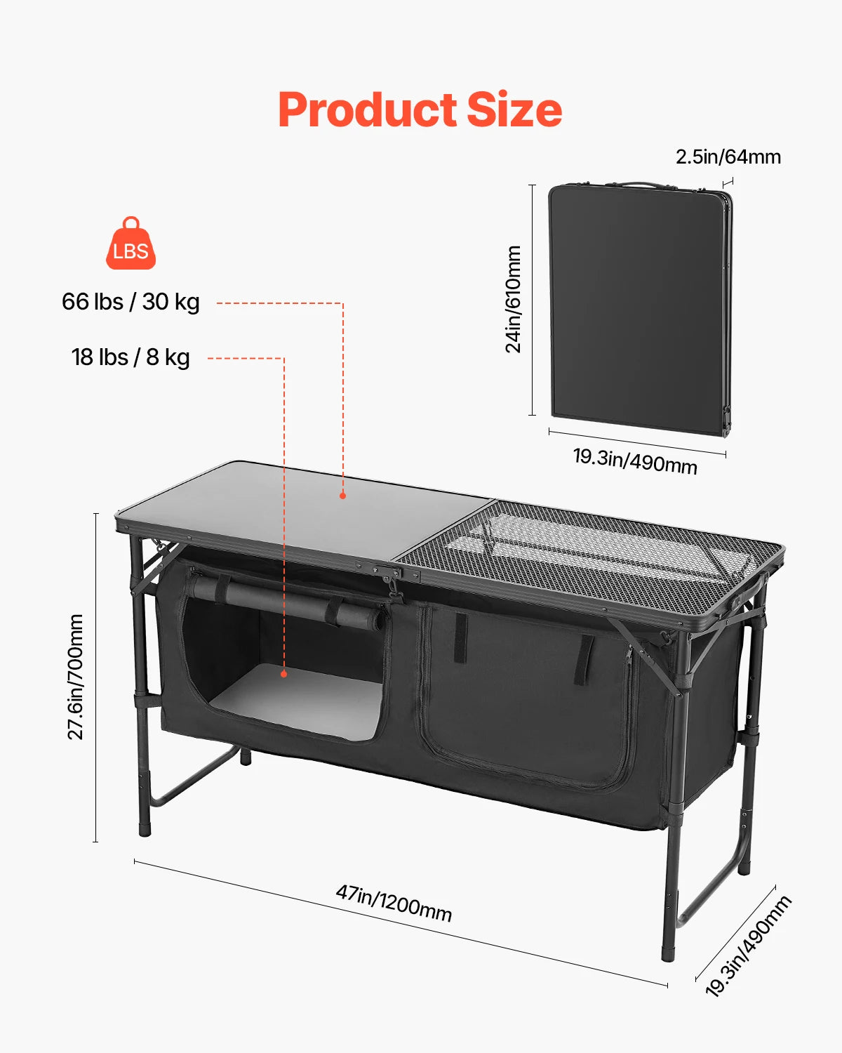 SucceBuy Portable Aluminum Camping Kitchen Table For Outdoor Adventures