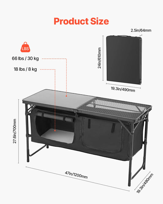 SucceBuy Portable Aluminum Camping Kitchen Table For Outdoor Adventures