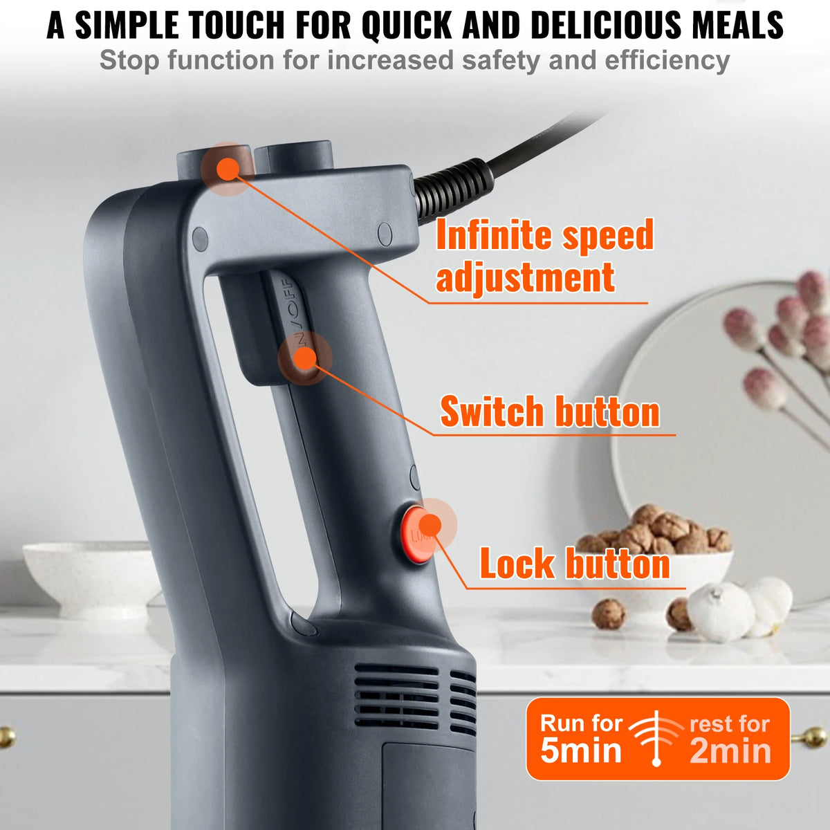 Vevor Heavy Duty Commercial Immersion Blender With Metal Shaft