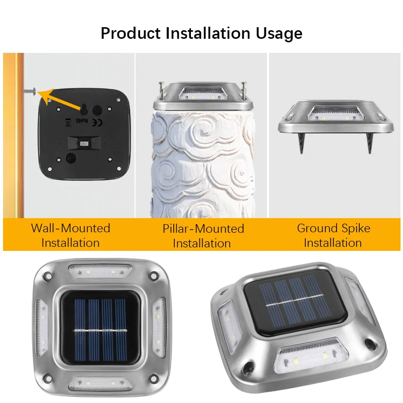 8 Led Solar Driveway Light Waterproof Outdoor Garden Pathway Lamp