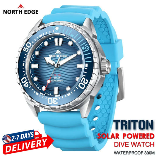 NORTH EDGE Triton Solar Powered Dive Watch Waterproof Digital