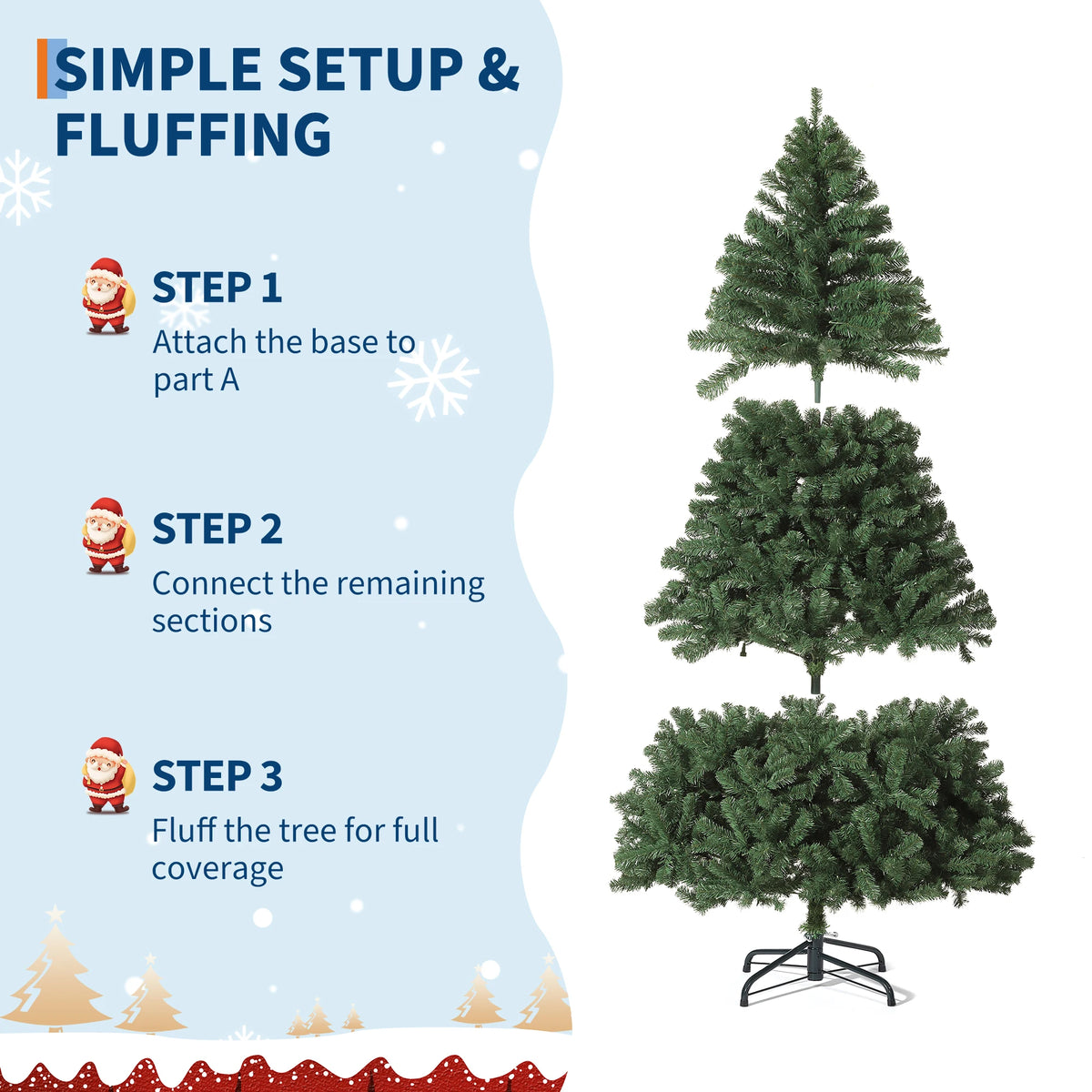 HiMiss Hinged Artificial Christmas Tree With Led Lights