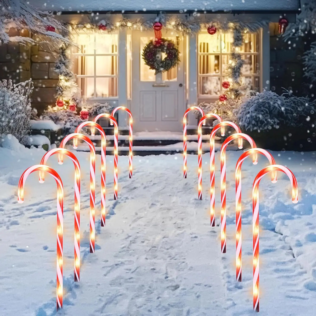 Joyfy Christmas Candy Cane Pathway Marker Outdoor Lights