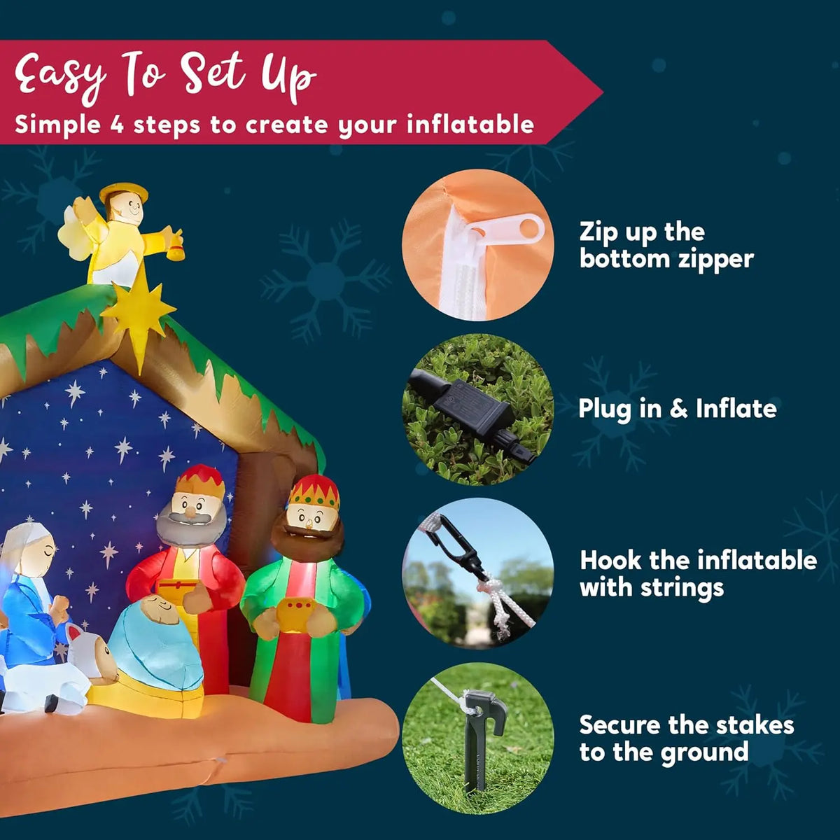 Joyfy Christmas Inflatable Nativity Scene With Built In LED Decor