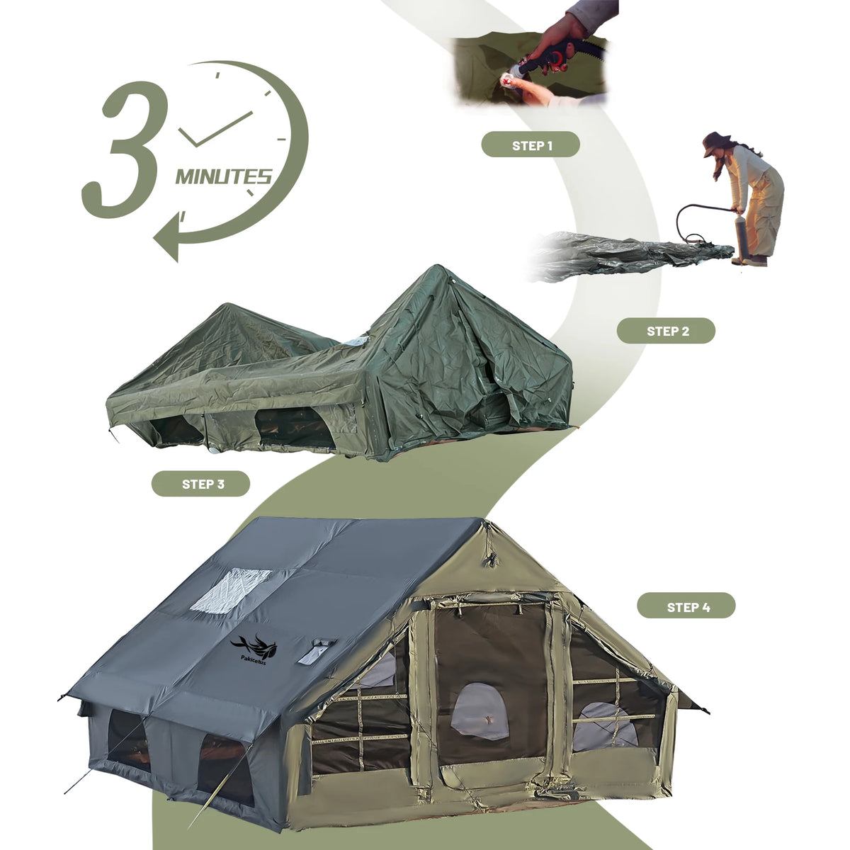 Pakicetus Quick Setup Waterproof Inflatable Camping Tent
