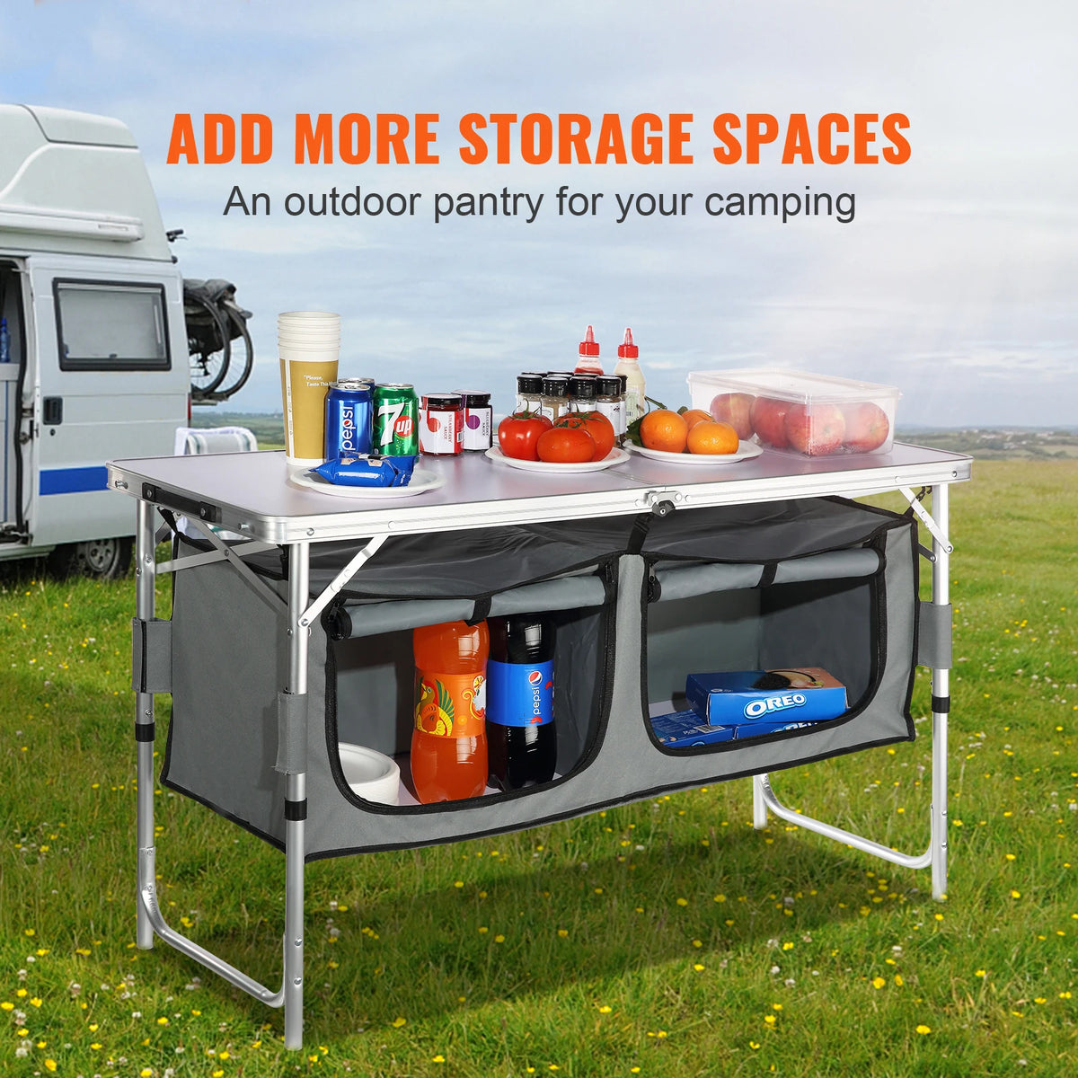 SucceBuy Adjustable Height Outdoor Folding Picnic Table