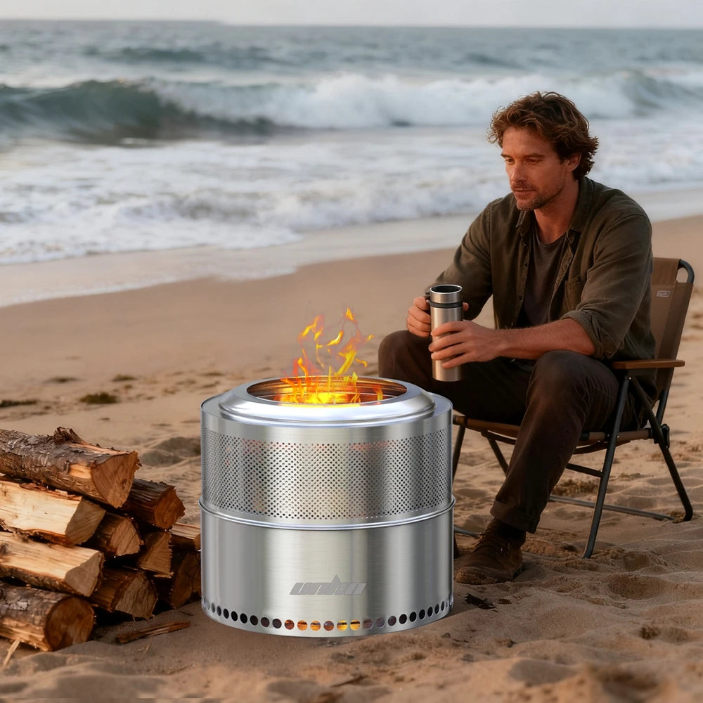 Unho Portable Smokeless Stainless Steel Outdoor Fire Pit