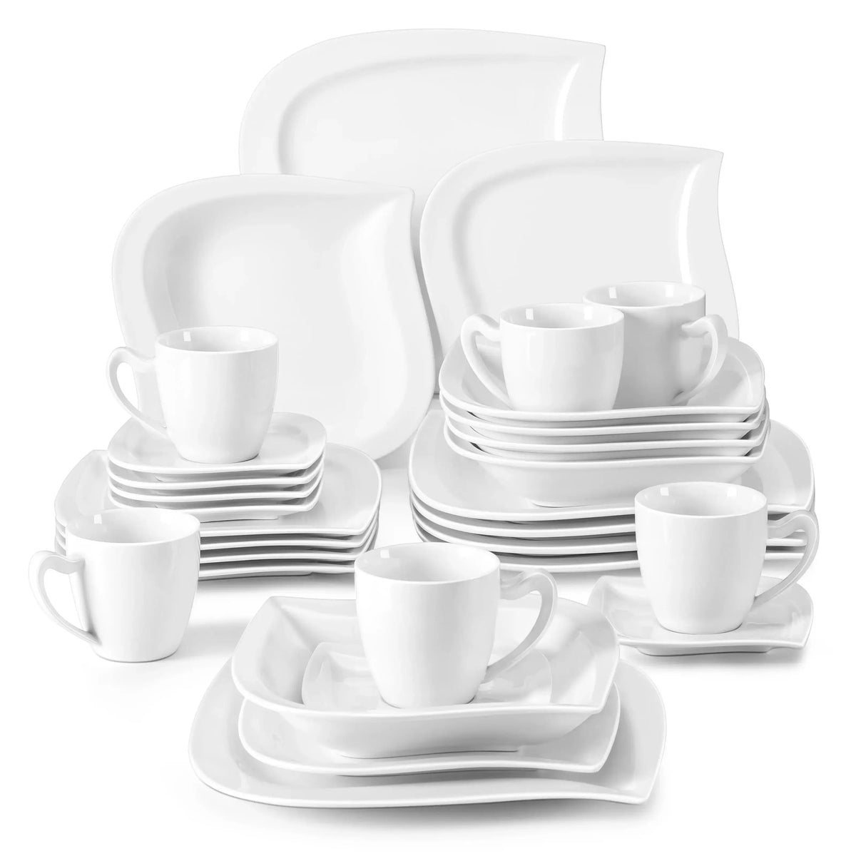 Malacasa Premium Porcelain Dinner Set With Cups Saucers For Home Dining